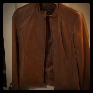 Leather jacket w/hidden zipper